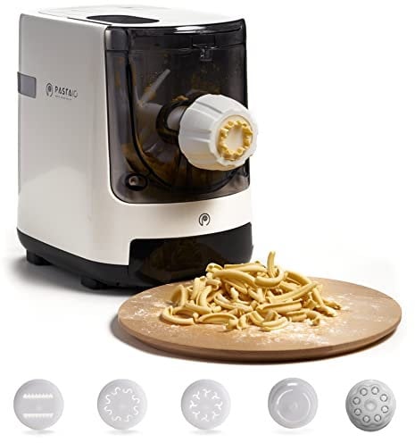 PASTAIO | Macchina per la Pasta Fresca e per gli Impasti. Pasta Maker, fino a 800g di pasta per ciclo, pesatura automatica, 7 trafile incluse per 10 tipi di pasta, 180W