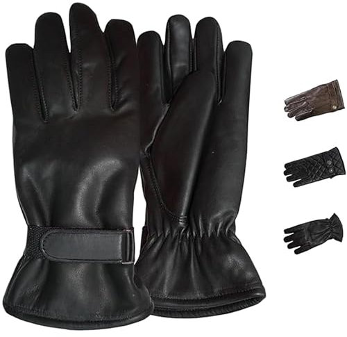 German Wear Herren Lederhandschuhe Lammnappa Handschuhe aus echtleder winter Handschuhe Trendgl-2 Schwarz - 8=M Handumfang 22cm