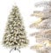 Yorbay Künstlicher Weihnachtsbaum mit Beleuchtung Weiß Schneeflocken LED Tannenbaum für Weihnachten-Dekoration, aus PE und PVC, 150cm