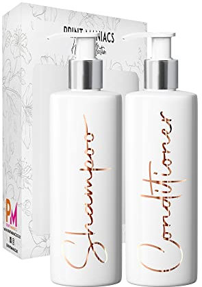 Print Maniacs Mrs Hinch Inspired White Personalised Dispenser Pump Bottles Shampoo Conditioner 2 Set F2 (Copper)