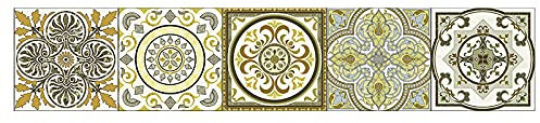 Fliesensticker Landhausstil Selbstklebende Abnehmbare ​Quadratische Aufkleber Mosaikfliesen Wandaufkleber für Küche und Bad Fliesen Deko 20cmX100cmX1pcs