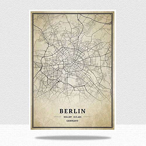 1000 Teile Holzpuzzle Für Erwachsene,Retro City Jigsaw, Berlin, Deutschland Karte Puzzle Sets Für Familie, Brain Challenge Puzzles Für Kinder, Eltern-Kind Spiele, Intelligenz Puzzles, 1000 Stück