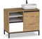 MUEBLES PITARCH-Mueble de Baño Industrial con Lavabo cerámico Incluido, Estructura Patas, 2 Estantes, Cajón y Puerta, Blanco, Roble Gold y Negro, para Lavabo de sobreponer, 100cm, Modelo Tamesis