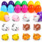 Gefüllte Osterei Spielzeug, 12 Bunte Ostereier zum Befüllen, Ostern Surprise Ostereier mit Mini Hase Spielzeugauto, Hasenspielzeug im Osterei, Osterkorb Füllstoffe, für Ostern Partyzubehör