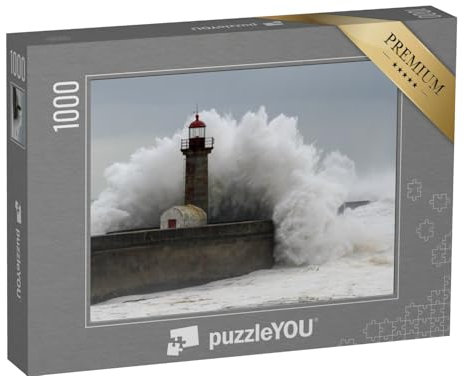puzzleYOU: Puzzle 1000 Teile „Wellen brechen über einen Leuchtturm“ – aus der Puzzle-Kollektion Leuchttürme
