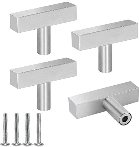 Drenky Möbelknöpfe Edelstahl Gebürstet mit Schraube Schrankknöpfe Vintage Schrankgriffe für Schublade, Kommode, Möbel, Küche, Heimdekoration, 4 Stück
