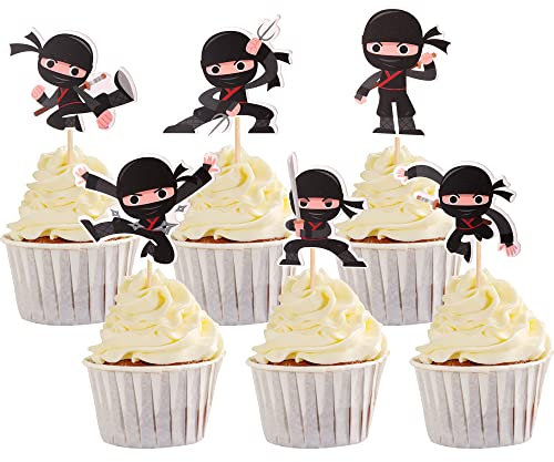 SYKYCTCY 36 Pack Ninja Cupcake Toppers Martial Arts Karate Kung Fu Warriors Cupcake Picks Ninja Theme Baby Shower Kids Birthday Party Cake Decorations Supplies…