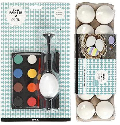 WOOOOZY Osterpaket/Osterset - Eier-Malgerät + 12 Plastikeier