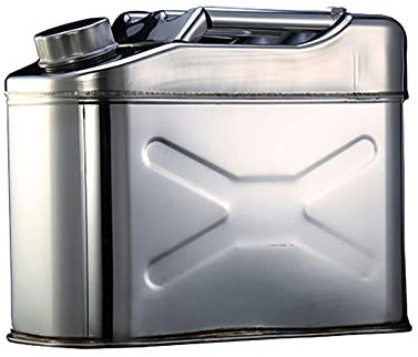 LOUFOU 10L/15L/20L Benzin-Diesel-Kanister Vertikaler Benzinkanister Kraftstoffkanister aus Edelstahl 304 Tragbarer Kunststoffkanister mit Entlüftung und flexiblem Auslauf-Kit