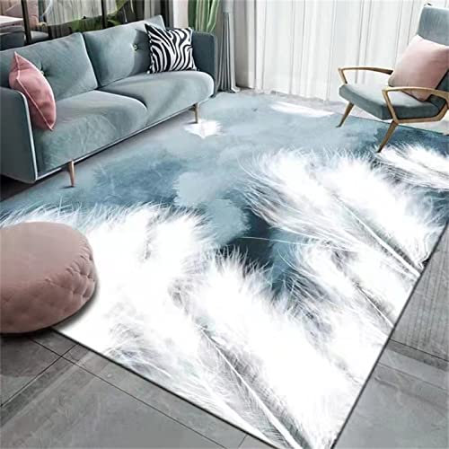 Teppiche bettumrandung Teppich flokati Teppich waschbar Blauer Kurzflor-Wohnzimmerteppich, weich, Kinderzimmer-Accessoires, rutschfest 180X200CM einfache Lagerung