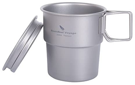 Boundless Voyage Titanium Kaffeetasse Becher mit Deckel 250 ml Bierbecher für Outdoor Camping Wandern Picknick Offenes Feuer Kochen Ti3051D