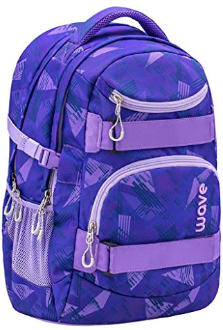 Wave Infinity Lila Schulrucksack mit Laptopfach Tabletfach/Brustgurt Hüftgurt / 43 x 31 x 22 cm / 30 Liter/Mädchen/Rucksack Daypack (338-72/A Purple Sunset)