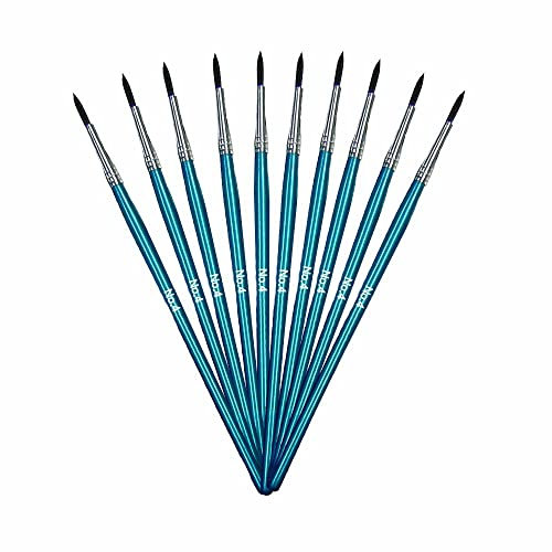 3 Ace Crafts 10 Imitation Squirrel Paint Brushes Size 4 - Professional Artist's Round Squirrel Hair Brush for Acrylic, Watercolour, Oil Painting, Body Paint ideal for Art and Craft Activities