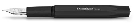 Kaweco ORIGINAL Fountain Pen 250 Black Chrome I Premium Aluminium Reservoir Pen for Ink Cartridges 12.7 cm I Nib: F (Fine)