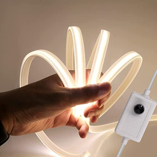 XUNATA Dimmbar 230V COB LED Streifen, 288leds/m Superhell Hohe Dichte, Flexibles COB LED Lichtband Strip für Home Innendekoration (Natürliches Weiß, 8M)