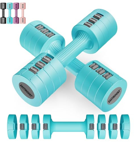 EAST MOUNT Adjustable Dumbbells 5 lb Dumbbells Set of 2 / Pair 10 lb Total Free Weights 6 in 1 Women Hand Weights for Home,Office,Gym Exercise Training 2lb 3lb 4lb 5lb Fast Adjust
