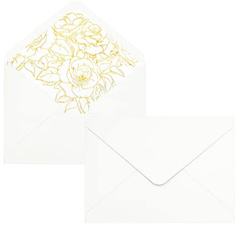 25× Briefumschläge 19,2× 13,4 cm Umschläge Kuvert mit Blumenmuster, für Grußkarten Einladung Geburtstagskarten(Creme)