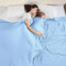 VHOME Sommerdecke - Bambus Decke für Erwachsene Kinder, Leichte Atmungsaktive Kühldecken kann Körper kühl halten für Bett Sofa und überall Blau 240x220cm