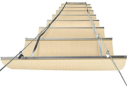 GRRICEPL Patio Versenkbare Schattenspender Pergola Ersatzabdeckung Vordach Außenschiebedraht Wellenschirm Segel Deck Für Terrassendeck Gazebo (Farbe : Beige, Größe : 0.5x4m)