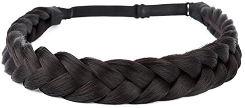 Gledola 2 Stränge geflochtene Zöpfe Stirnband geflochtene synthetische Haar elastische Stretch, Haar Zubehör für Frauen, Mädchen (Schokolade)