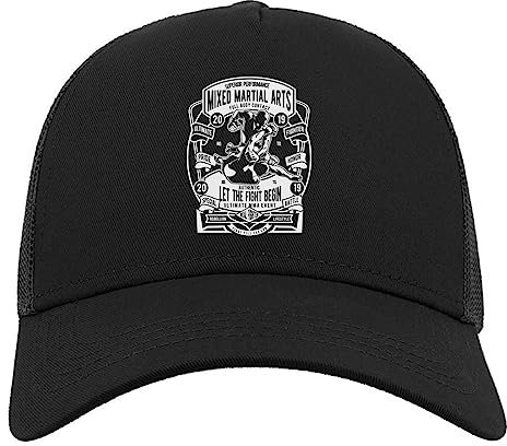 MMA Mixed Martial Arts Let The Fight Begin Halbmaschige Trucker-Cap-Baseballmütze aus Baumwolle Schwarz