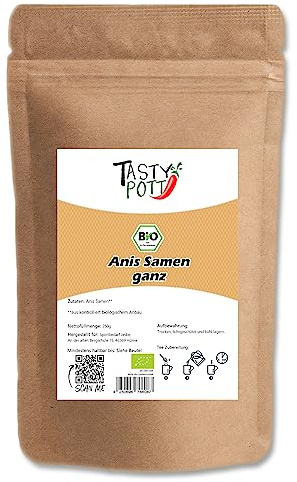 Tasty Pott Graines d'anis bio entières I Épices I Thé I Plante médicinale I Anis étoilé I Dans un sac de conservation 250 g