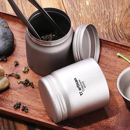 RANRAO Ultraleichte tragbare Titan-Tee-Kanister, Titan-Gewinde-Aufbewahrungsbox versiegelte Teeblätter-Aufbewahrungsbehälter, Mini-Tee-Kaffee-Zinn-Glas