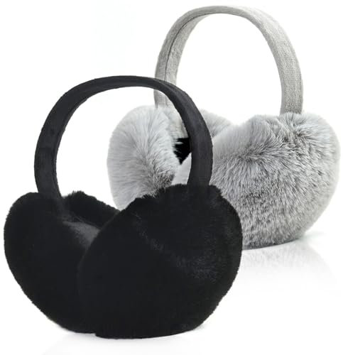 2 Pièces Cache Oreilles Femme Homme Unisexe Pliable Pelucheux L'hiver Cache-oreilles Mignon Fausse Fourrure Chauffe-oreille Extérieur Couvre Oreilles Earmuffs
