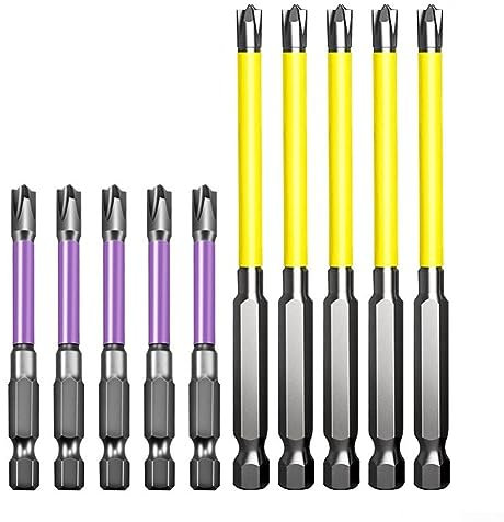 10PCS 65mm 110mm Magnetic Special Slotted Cross Screwdriver Bit For Electrician FPH2, Hex Shank Screw Driver Drill Bit Used on Circuit Breakers
