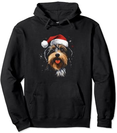 Tibet Terrier mit Weihnachts Mütze Pullover Hoodie