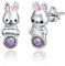 Hase Ohrstecker für Damen - 925 Sterling Silber Opal Hasen Ohrringe mit Tier Design für Frauen, Mädchen und Kinder