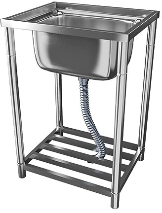 LIPJIA Kitchen Sink,Camping Sink, Stainless Steel 1 Basin, Stainless Steel Sink, Single Basin, Multifunctional washbasin for Kitchen Restaurant Laundry Room Garden