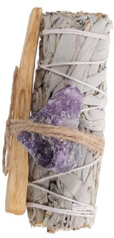 ABOOFAN 1 Jeu De Lavande Paquet Blanc De Bâtons d Sauge Purificatrice De Bois Pierres Précieuses De Roches De Quartz Tache Brûlante Naturel Parfum Aromathérapie en Bois