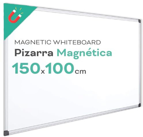 Whiteboard, Magnettafel mit Aluminiumrahmen, glatte Oberfläche, leicht zu löschen, Tafel für Notizen, Zeichnen, Lehren oder Organisieren, Werkzeug für Büro und Schule - Gastronomie (150 x 100 cm)
