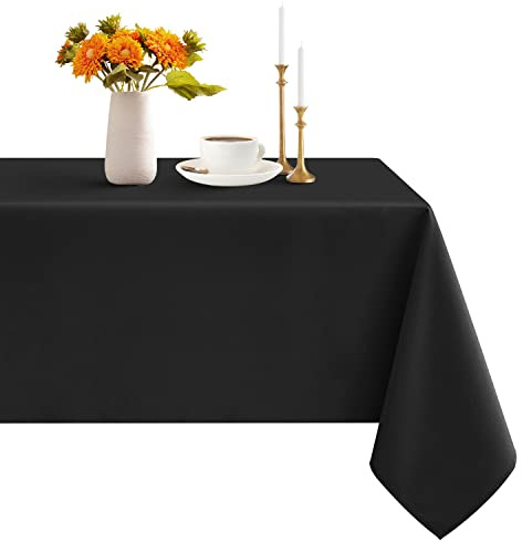 Romanstile abwaschbare Tischdecke schwarz quadratisch 140x140 cm Wasserabweisende Tischdecken Tischtuch Table Cloth aus Polyester mit Lotuseffekt Dekoration für Wohnzimmer, Esszimmer, Balkon,Hotel