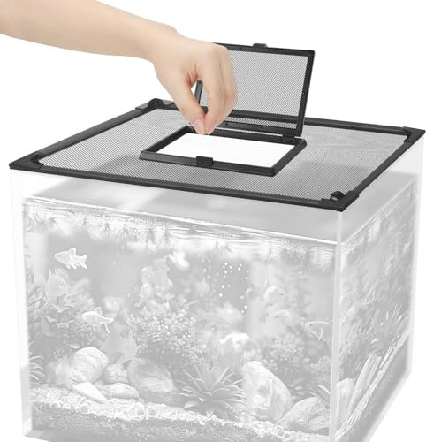 Großer magnetischer Aquarium-Deckel, Größe 109,2 x 68,6 cm, Aquarium-Netzabdeckung mit Futterfenster, 1,8 - 122,7 l, DIY-Aquarium-Deckel, Anti-Springen für Fische