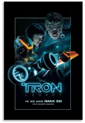 TNERPAR Tron Legacy Movie Art Poster Dekorative Malerei Leinwand Wandkunst Wohnzimmer Poster Schlafzimmer Malerei,Wandkunst Bilddruck Moderne Familienzimmer Dekor 12x18inch(30x45cm)
