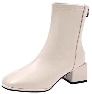 Generico Stivali Economici Laterale Minimalista per Stivaletti da Donna Stivaletti Corti Scarpe Singole per Scarpe Casual da Donna Pantofole (White, 42)