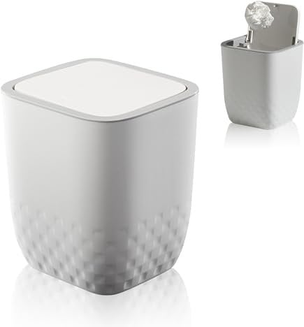 Gsrhzd Mini Cubo De Basura, Papelera De Plástico Con Tapa, Tipo De Prensa De Sobremesa Para Baño, Cocina, Oficina