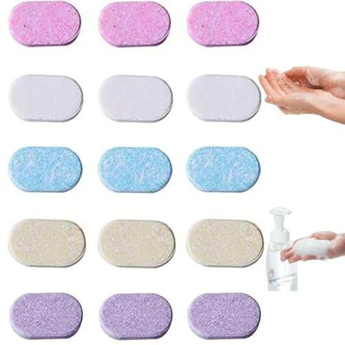 15 Pcs Foaming Hand Soap Refill Tablets,Foaming Hand Wash,Compressed Sustainable Compressed Foaming Hand Soap,Foaming Hand Soap Refill Tablets, for Bathroom and Kitchen,Multiple Fragrance.