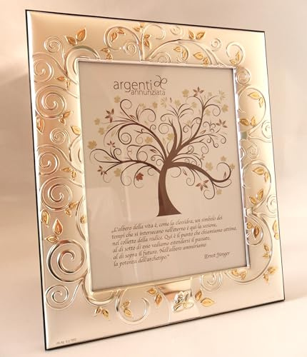 Argenti Annunziata NOZZE D'ORO 50° ANNIVERSARIO DI MATRIMONIO CORNICE PORTAFOTO MAXI IN ARGENTO L'ALBERO DELLA VITA cm34x30 FOTO cm25x20 FASCIA cm5 PORTAFOTOGRAFIE -> TUA IN 24/48h