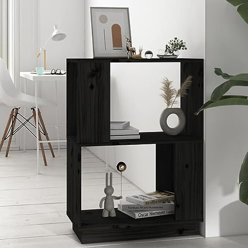 Bücherschrank / Raumteiler aus massivem Holz Kiefer mit Regalböden Bücherregalen & Standregalen 51x25x70cm Schwarz
