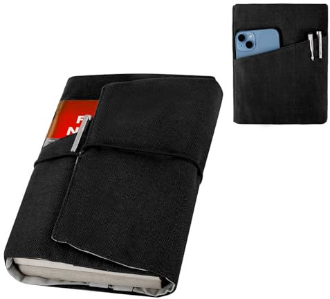 Leinwand Buchumschlag, Waschbar und Wiederverwendbar mit zusätzlicher Ärmeltasche und Lesezeichen, Buchabdeckung für Schulbücher bis 8.5x4.26 Zoll einstellbar, Ideale Geschenke für Buchliebhaber