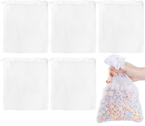 Filter-Netzbeutel für Aquarium, 5 x Filterbeutel für Aquarien, wiederverwendbar, Süß- und Salzwasser-Wasseraufbereitungszubehör, Reißverschluss für Zeolith, Torf