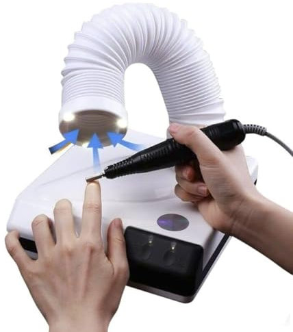 Staubabsaugung for Dentalpolierarbeiten, 60-W-Staubsammler for Nägel – Ventilator/LED-Licht/Teleskoprohr, for Nagelstudios im Dentallabor