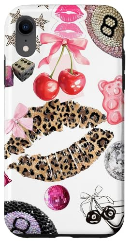 Cheetah Kiss & Star Ball 8 Pink Bow Leopard Girl Collage Case for iPhone XR