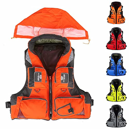 SMTSEC Schwimmweste Erwachsene Feststoff Auftriebsweste Rettungsweste Kajak Schwimmhilfe Sicherheitsjacke Kajakweste Für Stand Up Paddling Board Bootfahren Wassersport Schnorchelweste,Orange-XXL