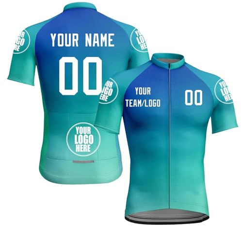 Radsport Trikots Männer Frauen Kurzarm Radsport Trikot Full Zip mit Taschen Personalisierte Team Name Team Ihr Name Logo Atmungsaktive Radfahren Kleidung schnell trocken Bike Shirt A01