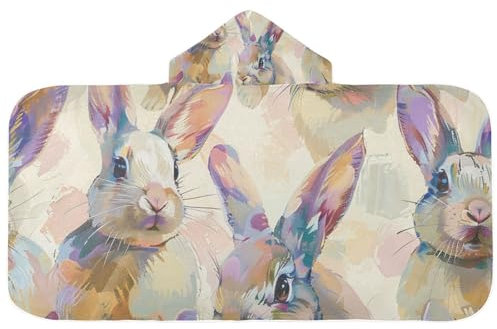 Strandtücher für Kinder, Kaninchen, niedliches Kritzelei-Kunst, Kinder-Kapuzenhandtuch, weich, toallas de bano para ninas