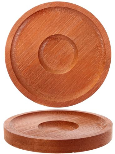 Housoutil 2 bicchieri da whisky rotanti in bambù, sottobicchieri in bambù marrone chiaro per bar casa